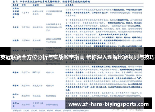 英冠联赛全方位分析与实战教学指南 帮你深入理解比赛规则与技巧